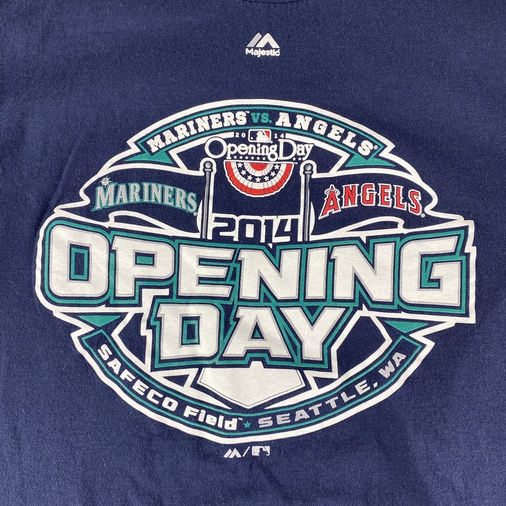 Mariners Anaheim Angels T Shirt Mens Large Blue Graphic MLB Baseball Majestic